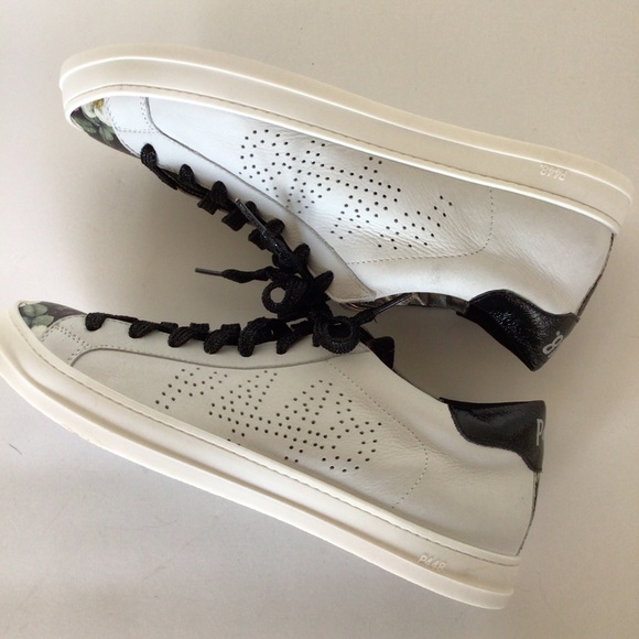 P448 JOHN WHITE LEATHER LOW PROFILE SNEAKERS NWOT SIZE 40 - Picture 11 of 15